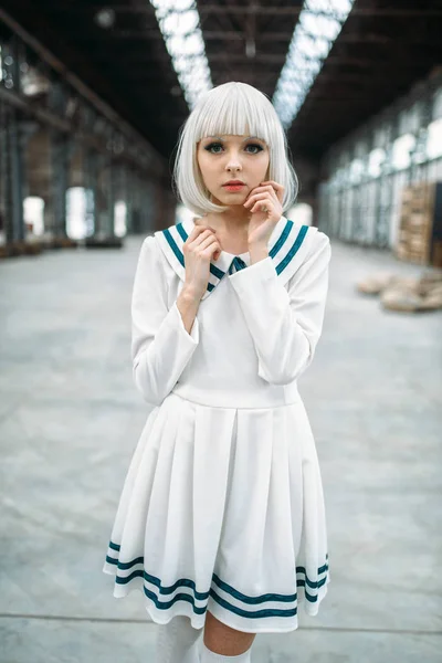 Anime Stil Mädchen Blonde Frau Mit Make Cosplay Japanische Kultur — Stockfoto