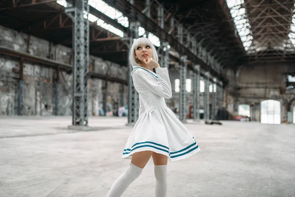 Anime Fille Style Femme Blonde Avec Maquillage Cosplay Culture Japonaise — Photo