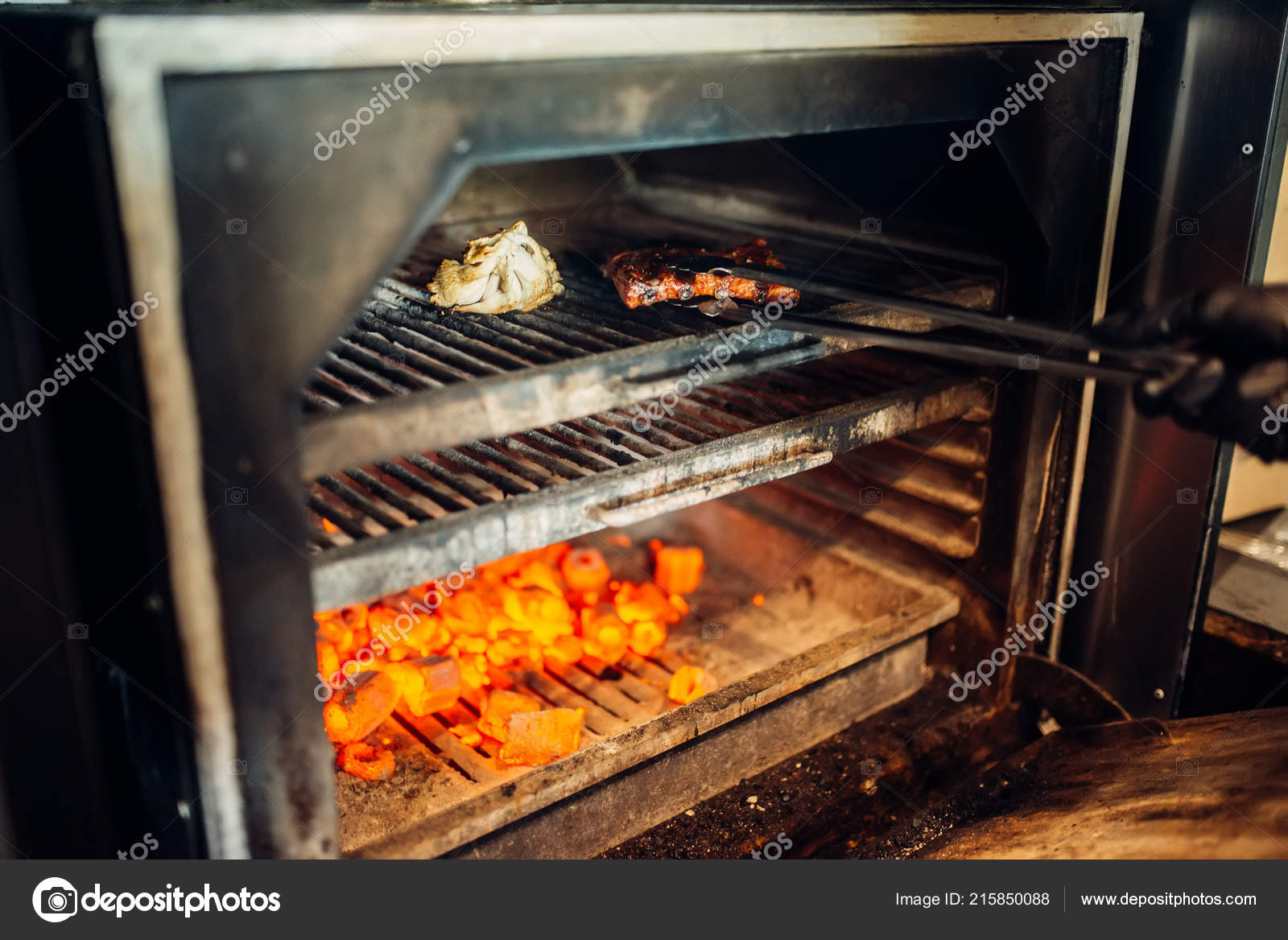 Preparing Steak Grill Oven Barbecue Bbq Fresh Beefsteak Cooking Food Stock Photo by ©Nomadsoul1