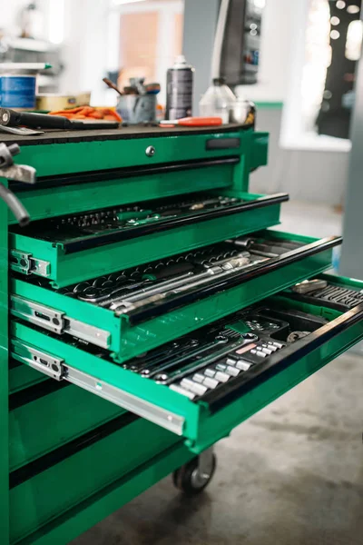 Car Service Tool Box Professional Instrument Vehicle Repairman Equipment — Stock Photo, Image