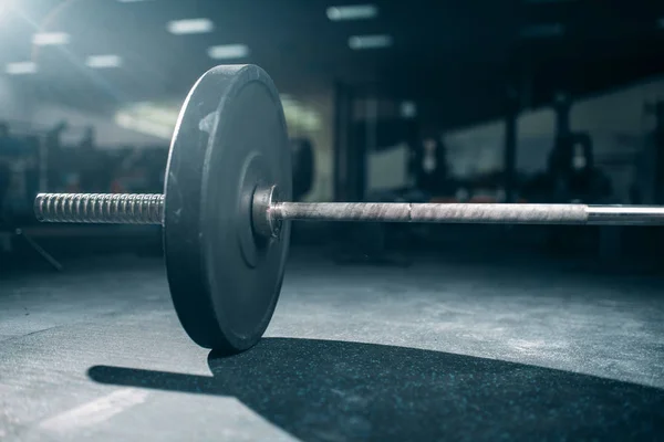 Barbell Chão Ginásio Vista Perto Ninguém Halterofilismo Conceito Desporto Pesos — Fotografia de Stock