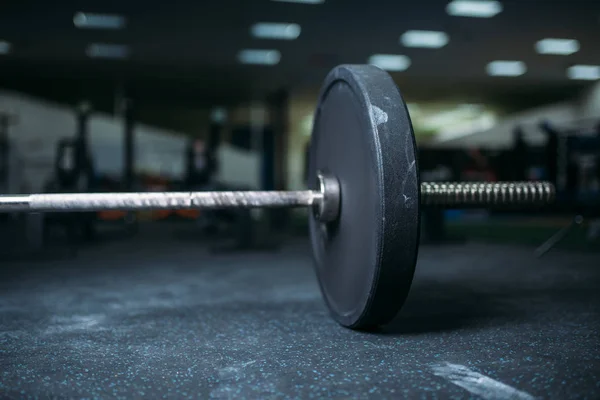 Barbell Chão Ginásio Vista Perto Ninguém Halterofilismo Conceito Desporto Pesos — Fotografia de Stock