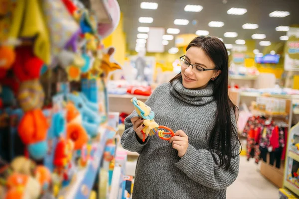 Boldog Jövő Anya Szemüveg Bébikomp Újszülöttek Boltban Vásárol Terhes Csecsemők — Stock Fotó