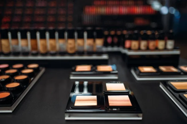 Prášky Kolekce Showcase Detailním Kosmetika Nikdo Kosmetické Produkty Webu Store — Stock fotografie