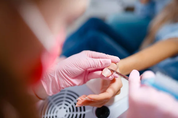 Cosmetologie Salon Manicure Nagels Polijsten Machine Hands Care Behandeling Voor — Stockfoto