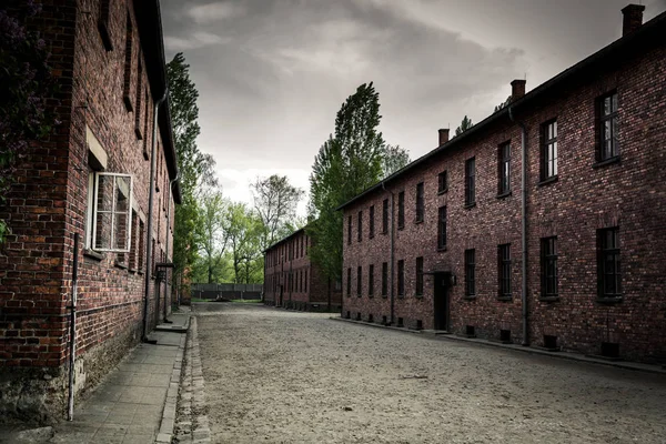 Koszary Terenie Niemieckiego Obozu Koncentracyjnego Auschwitz Birkenau Polska Muzeum Ofiar — Zdjęcie stockowe