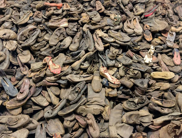 Áldozatok Cipőjét Német Koncentrációs Tábor Auschwitzi Birkenau Lengyelország Múzeum Prisonres — Stock Fotó