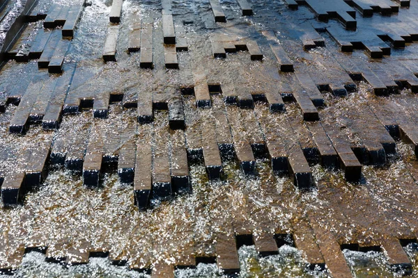 Stone Slabs Fountain Closeup Old European Town Summer Tourism Travels — Stock Photo, Image