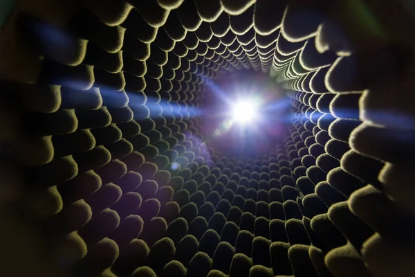 Φως Στο Τέλος Του Τούνελ Μαύρη Τρύπα Σκουληκότρυπα Αφηρημένο Μοντέλο — Φωτογραφία Αρχείου