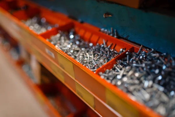 Box New Screw Nuts Hardware Store Closeup View Nobody Metal — Stock Photo, Image