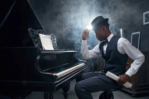 Pemain Piano Besar Afrika Musisi Jazz — Stok Foto