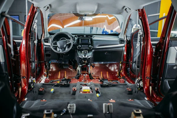 Diepe Auto Tuning Gedemonteerde Auto Interieur Close Niemand Automatisch Detailleren — Stockfoto