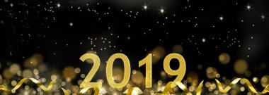 Altın 2019 şerit ve soyut gece arka plan