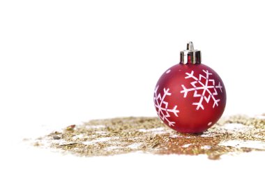 kar taneleri şeklinde pırıltılar ve izole üzerinde beyaz arka plan üzerinde bir chistmas biblo