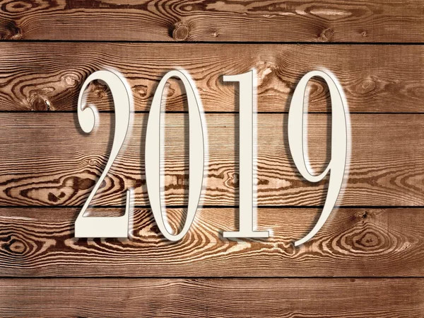 2019 Auf Rustikalem Holzpaneel Hintergrund — Stockfoto