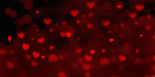 Coeurs Forme Lumière Floue Rouge Fond — Photo