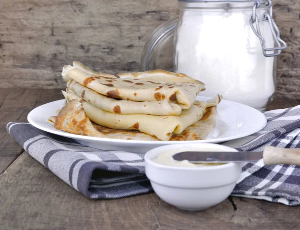 Homemade French Pancakes Plate — Stock Photo, Image