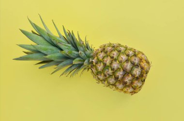 sarı arka plan üzerinde izole tek bütün taze ananas 