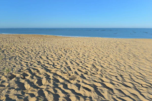 Sand av stranden från Altantic havet i Frankrike — Stockfoto