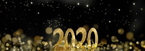 Gouden Cijfers 2020 Abstracte Nacht Blur Lichten Achtergrond — Stockfoto