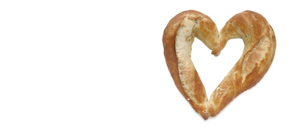 Heart Shaped Bread Isolated White Background — Stock Photo, Image