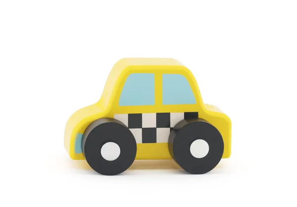 Small Wooden Taxi Car White Background Clipping Path — Stock Photo, Image