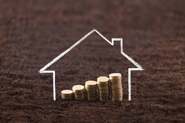 Ev paralar verimli topraklar arazi üzerinde büyüyen ile çizim 