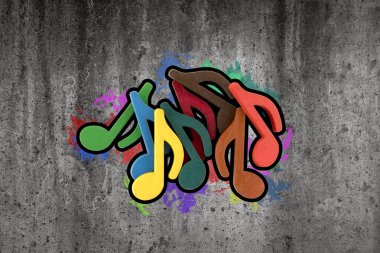 Renkli müzik notlar duvar grafiti 