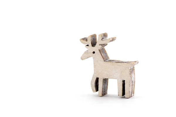 Wooden Reindeer Christmas Decoration White Background — Stock Photo, Image