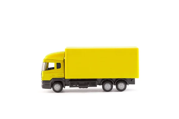 Camion Miniature Jaune Sur Fond Blanc — Photo