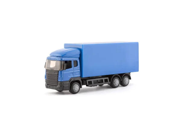 Blaue Lkw Miniatur Auf Weißem Hintergrund — Stockfoto