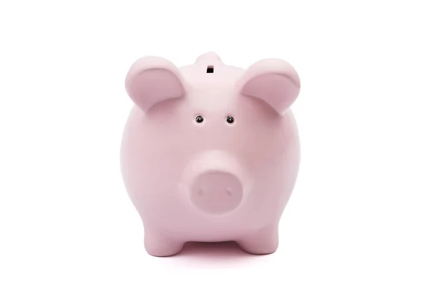 Piggy Bank Witte Achtergrond Met Uitknippad — Stockfoto