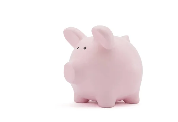 Piggy Bank Witte Achtergrond Met Uitknippad — Stockfoto