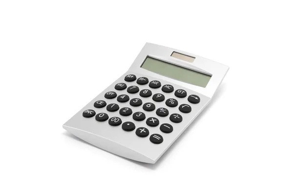 Zilveren Calculator Witte Achtergrond Met Uitknippad — Stockfoto