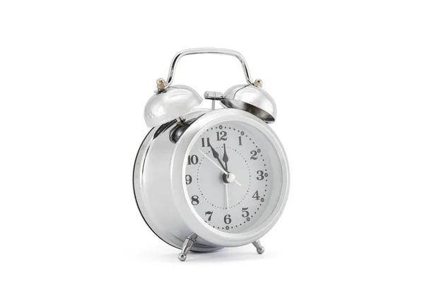 Relógio Alarme Estilo Antigo Com Caminho Recorte Fundo Branco — Fotografia de Stock