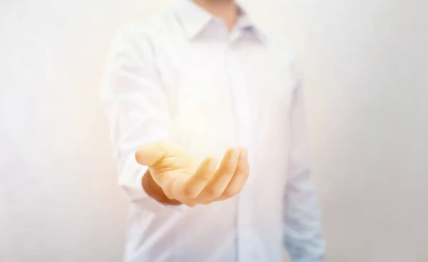 Licht Der Hand Des Menschen — Stockfoto