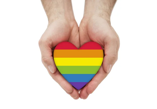 Lgbt Rainbow Heart Symbol Love Hands — Stock Photo, Image