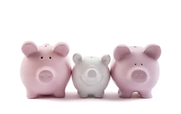 Three Piggy Banks White Background Clipping Path — Stock Photo, Image