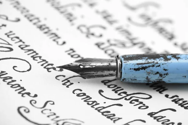 Ancient Letter 16Th Century Old Blue Pen — Stock Photo, Image