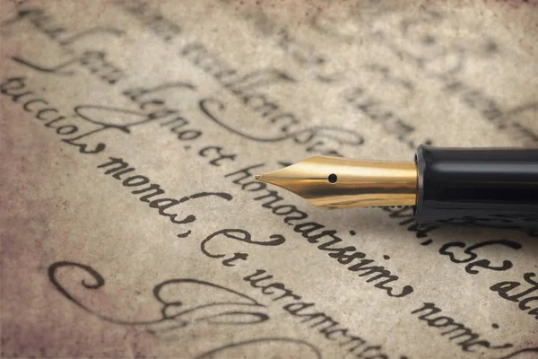 Ancient Letter 16Th Century Elegant Fountain Pen — Stock Photo, Image