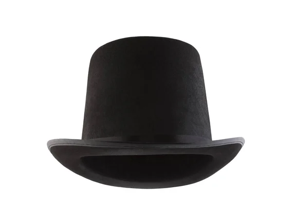 Μαύρο Vintage Top Hat Απομονωμένο Λευκό Φόντο — Φωτογραφία Αρχείου