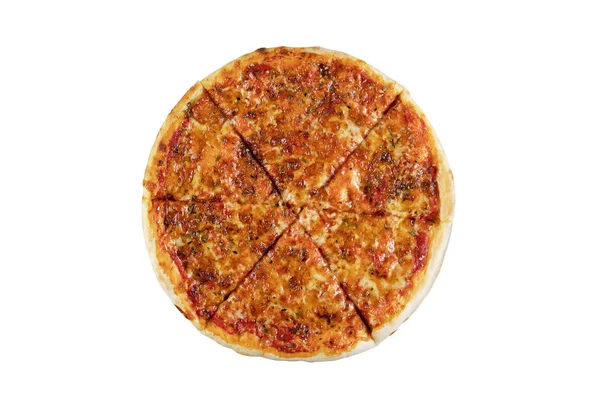 Pizza Margarita Isoliert Auf Weißem Hintergrund — Stockfoto