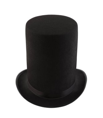 Ekstra uzun siyah şapka beyaz arkaplanda izole edilmiş. 