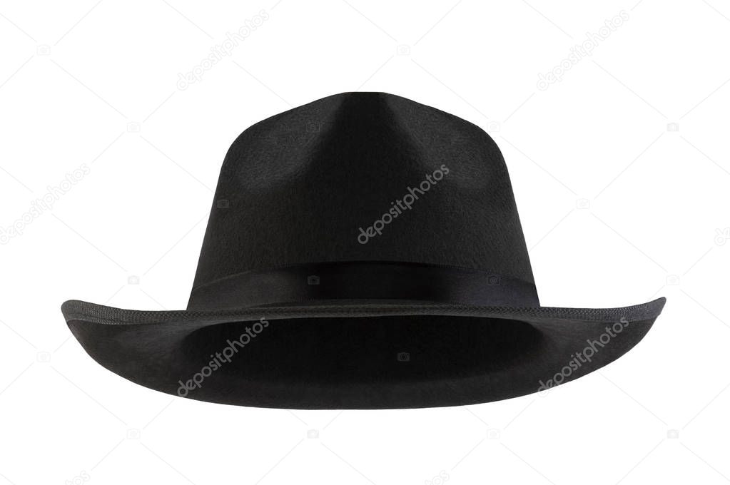 Black retro hat isolated on white background with clipping path 