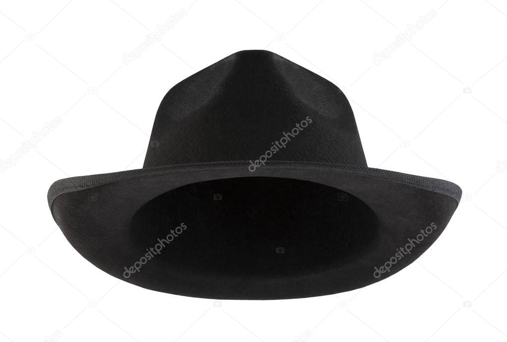 Black retro hat isolated on white background with clipping path 