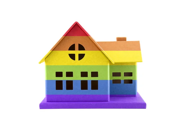 Lgbt Rainbow House Isolated White Clipping Path — Stock Photo, Image