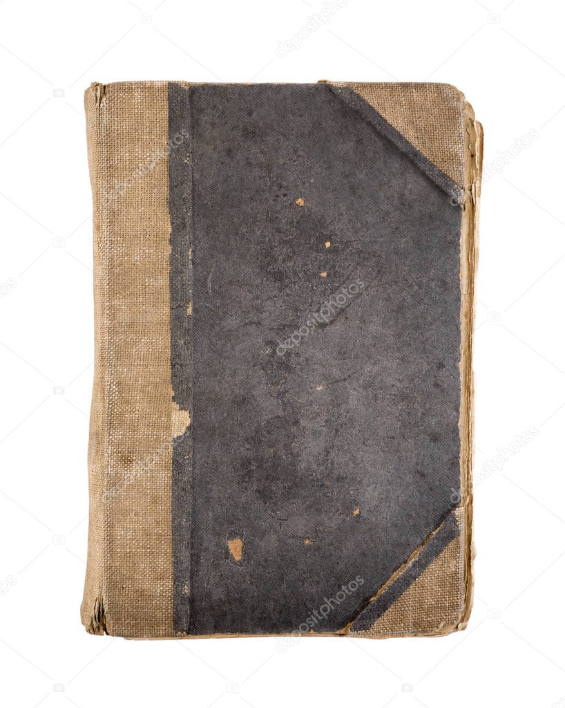Old book cover isolated on white background with clipping path 