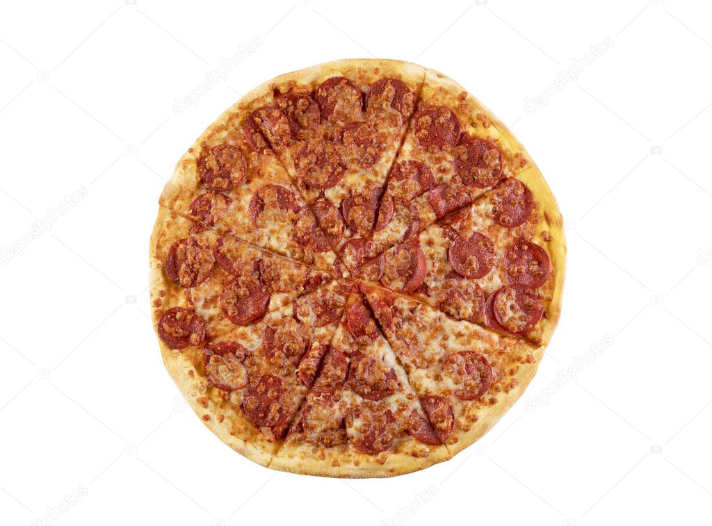 Pizza pepperoni isolated on white background with clipping path 