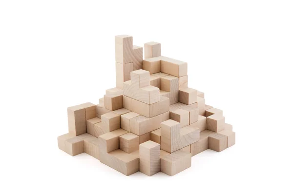 Dřevěné Bloky Izolované Bílém Pozadí Oříznutou Cestou — Stock fotografie