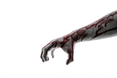 Kırpma yolu ile beyaz arka plan üzerinde izole kanlı el 